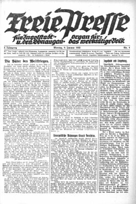 Freie Presse für Ingolstadt u. den Donaugau (Ingolstädter Anzeiger) Montag 9. Januar 1922