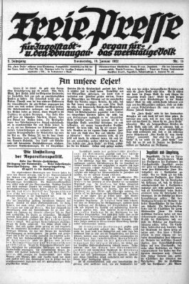 Freie Presse für Ingolstadt u. den Donaugau (Ingolstädter Anzeiger) Donnerstag 19. Januar 1922