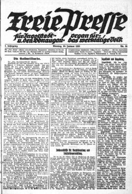 Freie Presse für Ingolstadt u. den Donaugau (Ingolstädter Anzeiger) Montag 30. Januar 1922