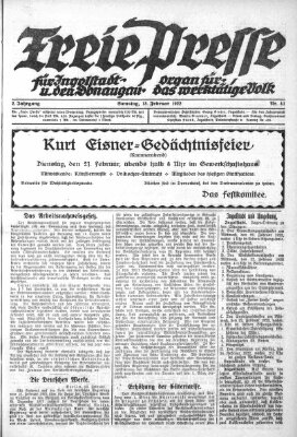 Freie Presse für Ingolstadt u. den Donaugau (Ingolstädter Anzeiger) Samstag 18. Februar 1922