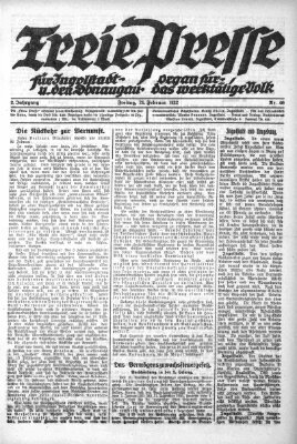 Freie Presse für Ingolstadt u. den Donaugau (Ingolstädter Anzeiger) Freitag 24. Februar 1922