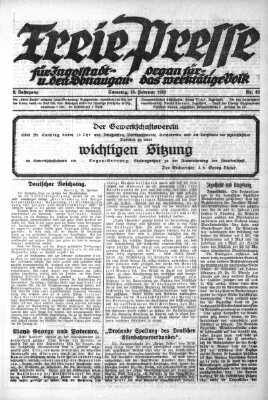 Freie Presse für Ingolstadt u. den Donaugau (Ingolstädter Anzeiger) Samstag 25. Februar 1922