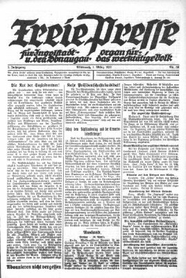 Freie Presse für Ingolstadt u. den Donaugau (Ingolstädter Anzeiger) Mittwoch 1. März 1922