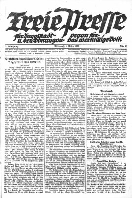 Freie Presse für Ingolstadt u. den Donaugau (Ingolstädter Anzeiger) Mittwoch 8. März 1922