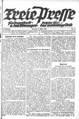 Freie Presse für Ingolstadt u. den Donaugau (Ingolstädter Anzeiger) Montag 27. März 1922