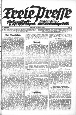 Freie Presse für Ingolstadt u. den Donaugau (Ingolstädter Anzeiger) Mittwoch 29. März 1922