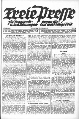 Freie Presse für Ingolstadt u. den Donaugau (Ingolstädter Anzeiger) Donnerstag 30. März 1922