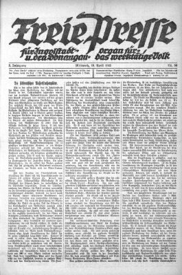 Freie Presse für Ingolstadt u. den Donaugau (Ingolstädter Anzeiger) Mittwoch 19. April 1922