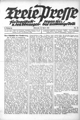 Freie Presse für Ingolstadt u. den Donaugau (Ingolstädter Anzeiger) Mittwoch 26. April 1922