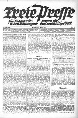 Freie Presse für Ingolstadt u. den Donaugau (Ingolstädter Anzeiger) Freitag 28. April 1922