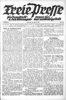 Freie Presse für Ingolstadt u. den Donaugau (Ingolstädter Anzeiger) Samstag 29. April 1922