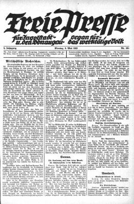 Freie Presse für Ingolstadt u. den Donaugau (Ingolstädter Anzeiger) Montag 8. Mai 1922