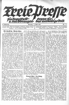 Freie Presse für Ingolstadt u. den Donaugau (Ingolstädter Anzeiger) Montag 15. Mai 1922