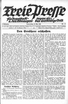 Freie Presse für Ingolstadt u. den Donaugau (Ingolstädter Anzeiger) Donnerstag 18. Mai 1922