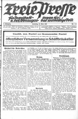 Freie Presse für Ingolstadt u. den Donaugau (Ingolstädter Anzeiger) Samstag 20. Mai 1922