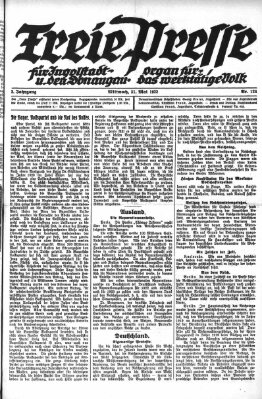 Freie Presse für Ingolstadt u. den Donaugau (Ingolstädter Anzeiger) Mittwoch 31. Mai 1922