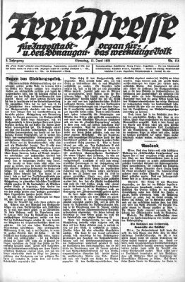 Freie Presse für Ingolstadt u. den Donaugau (Ingolstädter Anzeiger) Dienstag 13. Juni 1922