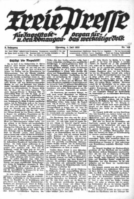 Freie Presse für Ingolstadt u. den Donaugau (Ingolstädter Anzeiger) Mittwoch 5. Juli 1922