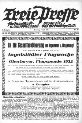 Freie Presse für Ingolstadt u. den Donaugau (Ingolstädter Anzeiger) Samstag 8. Juli 1922