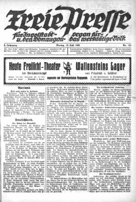 Freie Presse für Ingolstadt u. den Donaugau (Ingolstädter Anzeiger) Montag 10. Juli 1922