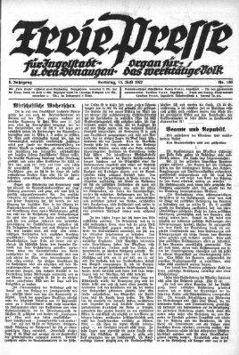 Freie Presse für Ingolstadt u. den Donaugau (Ingolstädter Anzeiger) Samstag 15. Juli 1922