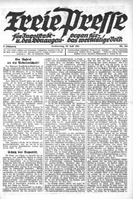 Freie Presse für Ingolstadt u. den Donaugau (Ingolstädter Anzeiger) Donnerstag 20. Juli 1922