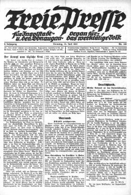 Freie Presse für Ingolstadt u. den Donaugau (Ingolstädter Anzeiger) Dienstag 25. Juli 1922