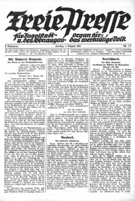 Freie Presse für Ingolstadt u. den Donaugau (Ingolstädter Anzeiger) Freitag 4. August 1922