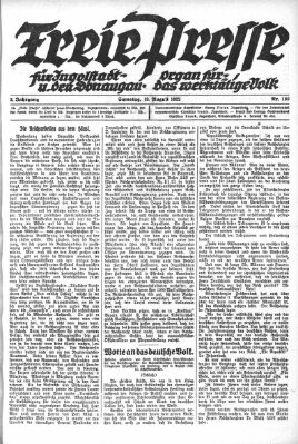 Freie Presse für Ingolstadt u. den Donaugau (Ingolstädter Anzeiger) Samstag 19. August 1922