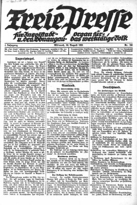 Freie Presse für Ingolstadt u. den Donaugau (Ingolstädter Anzeiger) Mittwoch 30. August 1922