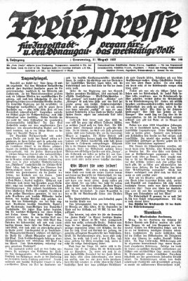 Freie Presse für Ingolstadt u. den Donaugau (Ingolstädter Anzeiger) Donnerstag 31. August 1922