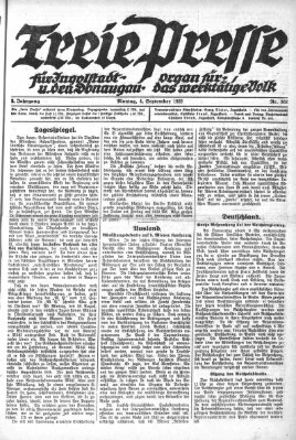 Freie Presse für Ingolstadt u. den Donaugau (Ingolstädter Anzeiger) Montag 4. September 1922