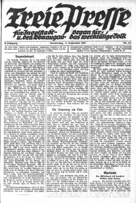 Freie Presse für Ingolstadt u. den Donaugau (Ingolstädter Anzeiger) Donnerstag 14. September 1922