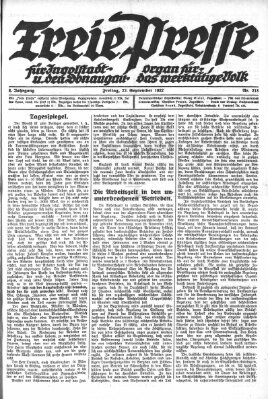 Freie Presse für Ingolstadt u. den Donaugau (Ingolstädter Anzeiger) Freitag 22. September 1922