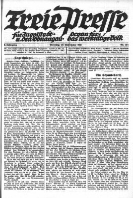 Freie Presse für Ingolstadt u. den Donaugau (Ingolstädter Anzeiger) Dienstag 26. September 1922