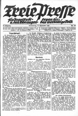 Freie Presse für Ingolstadt u. den Donaugau (Ingolstädter Anzeiger) Donnerstag 28. September 1922