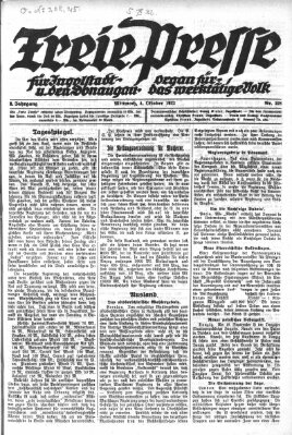 Freie Presse für Ingolstadt u. den Donaugau (Ingolstädter Anzeiger) Mittwoch 4. Oktober 1922