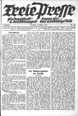 Freie Presse für Ingolstadt u. den Donaugau (Ingolstädter Anzeiger) Dienstag 17. Oktober 1922