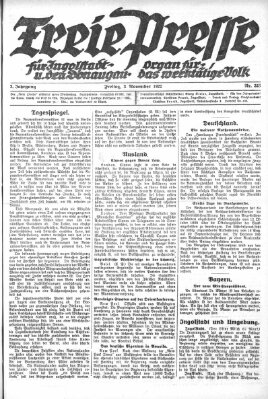 Freie Presse für Ingolstadt u. den Donaugau (Ingolstädter Anzeiger) Freitag 3. November 1922