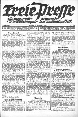 Freie Presse für Ingolstadt u. den Donaugau (Ingolstädter Anzeiger) Montag 13. November 1922