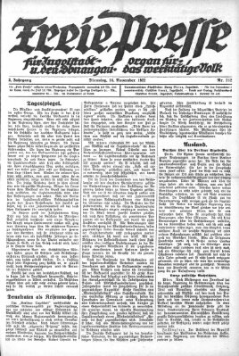 Freie Presse für Ingolstadt u. den Donaugau (Ingolstädter Anzeiger) Dienstag 14. November 1922