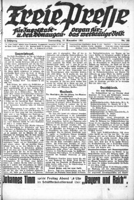 Freie Presse für Ingolstadt u. den Donaugau (Ingolstädter Anzeiger) Donnerstag 23. November 1922