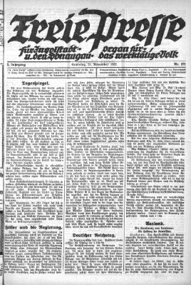 Freie Presse für Ingolstadt u. den Donaugau (Ingolstädter Anzeiger) Samstag 25. November 1922