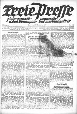 Freie Presse für Ingolstadt u. den Donaugau (Ingolstädter Anzeiger) Dienstag 28. November 1922