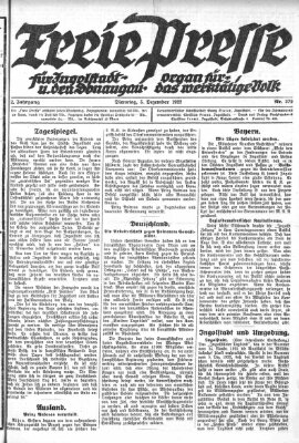 Freie Presse für Ingolstadt u. den Donaugau (Ingolstädter Anzeiger) Dienstag 5. Dezember 1922