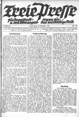 Freie Presse für Ingolstadt u. den Donaugau (Ingolstädter Anzeiger) Donnerstag 28. Dezember 1922