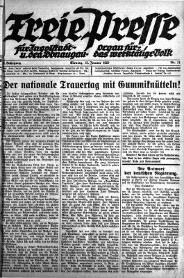 Freie Presse für Ingolstadt u. den Donaugau (Ingolstädter Anzeiger) Montag 15. Januar 1923