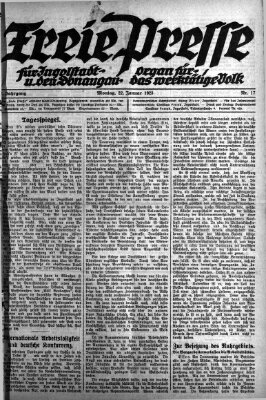 Freie Presse für Ingolstadt u. den Donaugau (Ingolstädter Anzeiger) Montag 22. Januar 1923