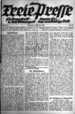 Freie Presse für Ingolstadt u. den Donaugau (Ingolstädter Anzeiger) Mittwoch 7. Februar 1923