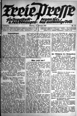 Freie Presse für Ingolstadt u. den Donaugau (Ingolstädter Anzeiger) Montag 12. Februar 1923